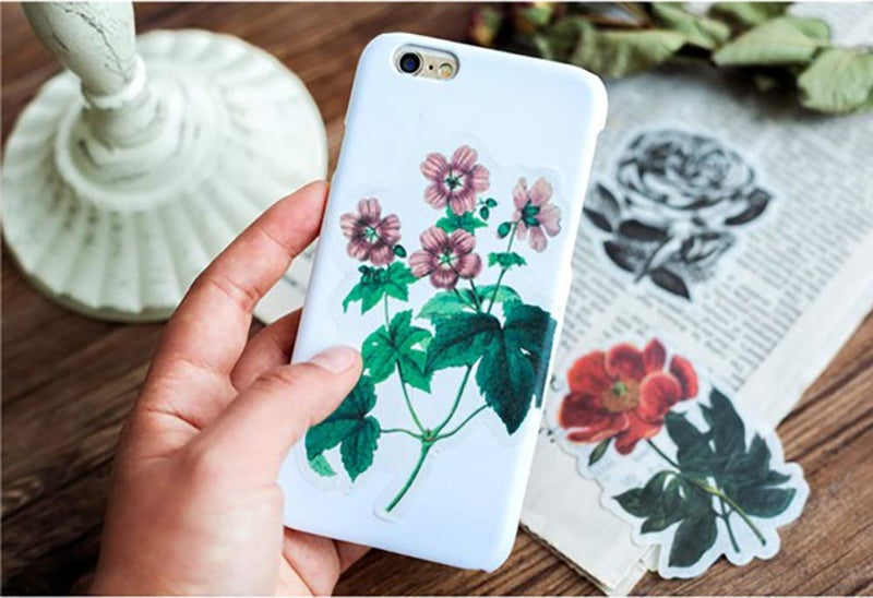 Doraking 60pcs Laptop Scrapbook Stickers, Doraking DIY Decorative Vintage Flowers Plants Set Stickers for Laptop Envelop, Scrapbook, Luggage, Windows, Glasses, Friendly to Kids (Vintage Flower) - Image 3